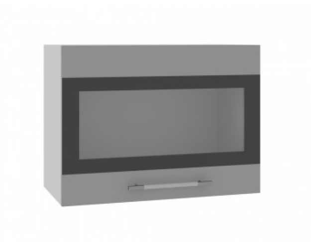 Ройс ВПГСФ 600 Шкаф верхний горизонтальный со стеклом с фотопечатью высокий (Черника софт/корпус Серый)