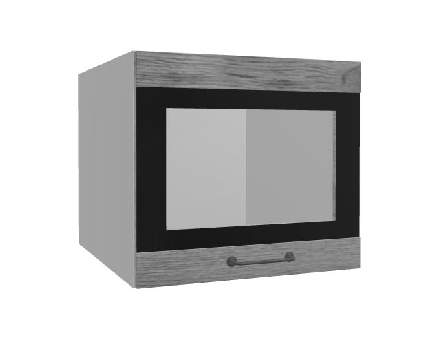 Лофт ВПГСФ 500 шкаф верхний горизонтальный со стеклом высокий с фотопечатью (Дуб цикорий/корпус Серый)