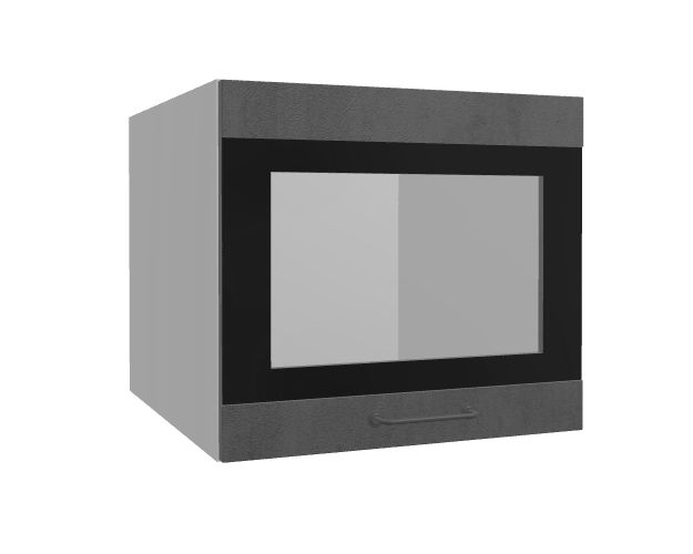Лофт ВПГСФ 500 шкаф верхний горизонтальный со стеклом высокий с фотопечатью (Бетон темный/корпус Серый)