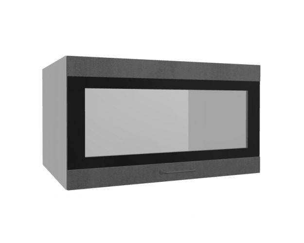 Лофт ВПГСФ 800 шкаф верхний горизонтальный со стеклом высокий с фотопечатью (Бетон темный/корпус Серый)