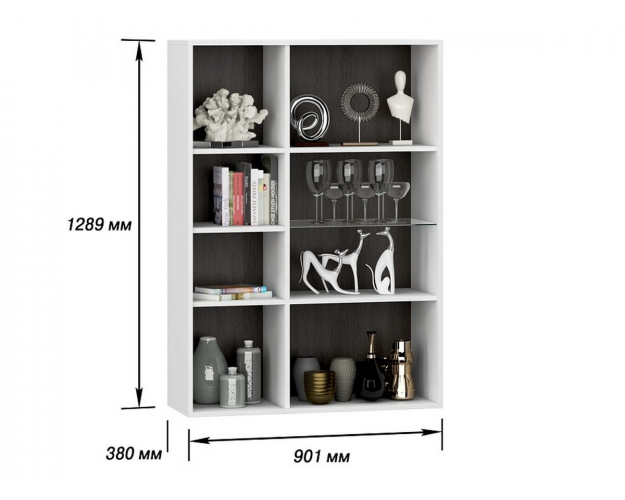 Витрина 2-ств. лев / прав Стокгольм белый / венге / белый глянец Витрина 2-ств. лев / прав Стокгольм белый / венге / белый глянец