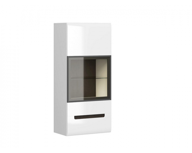 Витрина навесная со стеклом Стокгольм белый / венге / белый глянец Витрина навесная со стеклом Стокгольм белый / венге / белый глянец