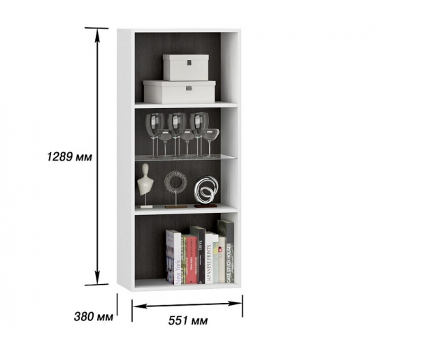 Витрина навесная со стеклом Стокгольм белый / венге / белый глянец Витрина навесная со стеклом Стокгольм белый / венге / белый глянец