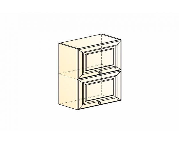 Монако Шкаф навесной L600 Н720 (2 дв. гл. гориз.) (Белый/Охра матовый)
