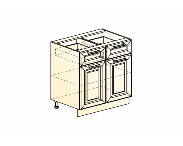 Монако Шкаф рабочий L800 (2 дв. гл. 2 ящ.) (Белый/Айвори матовый)