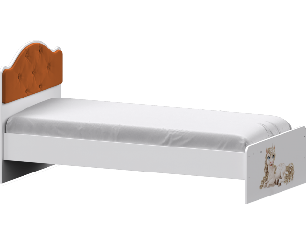 Кровать Каспер с мягкой спинкой и фотопечатью (800х1900)Белый/Оранжевый